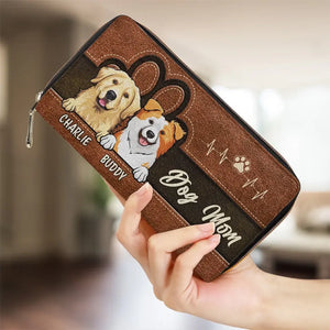My Fur Mom Brings Me Along - Dog & Cat Personalized Custom Leather Long Wallet - Gift For Pet Owners, Pet Lovers