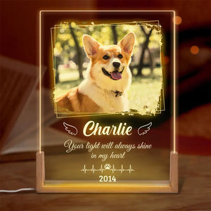 Custom Photo A Dog’s Love Is Forever - Memorial Personalized Custom Shaped 3D LED Walnut Night Light - Sympathy Gift For Pet Owners, Pet Lovers