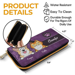 Our Fur Mom Brings Us Everywhere - Dog & Cat Personalized Custom Leather Long Wallet - Gift For Pet Owners, Pet Lovers