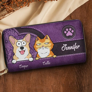 Our Fur Mom Brings Us Everywhere - Dog & Cat Personalized Custom Leather Long Wallet - Gift For Pet Owners, Pet Lovers