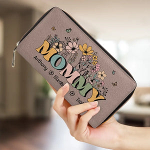 My Mother Is My Root, My Foundation - Family Personalized Custom Leather Long Wallet - Mother's Day, Gift For Mom, Grandma