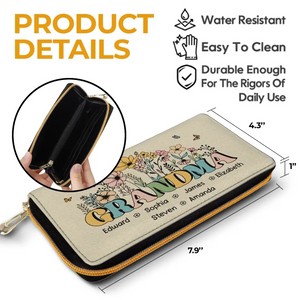 My Mother Is My Root, My Foundation - Family Personalized Custom Leather Long Wallet - Mother's Day, Gift For Mom, Grandma