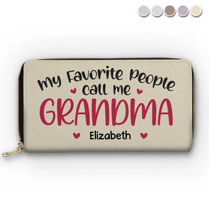 My Favourite People Call Me Grandma - Family Personalized Custom Leather Long Wallet - Mother's Day, Gift For Mom, Grandma