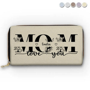A Mother's Love Is Like A Flower - Family Personalized Custom Leather Long Wallet - Mother's Day, Gift For Mom, Grandma