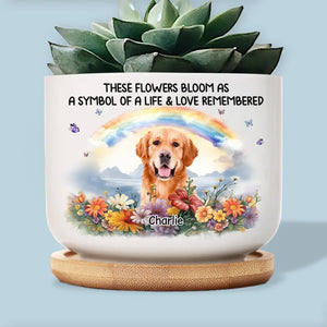 Custom Photo A Piece Of My Heart Is At The Rainbow Bridge - Memorial Personalized Custom Home Decor Ceramic Plant Pot - Sympathy Gift For Pet Owners, Pet Lovers