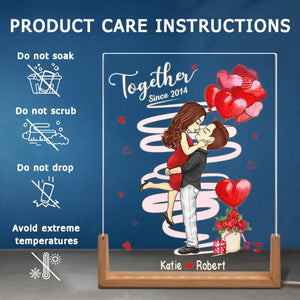 You And Me, We Are Together - Couple Personalized Custom Shaped 3D LED Walnut Night Light - Gift For Husband Wife, Anniversary