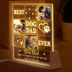 Custom Photo Thanks For Pickup My Poop And Stuff - Dog & Cat Personalized Custom Shaped 3D LED Walnut Night Light - Father's Day, Birthday Gift For Dad