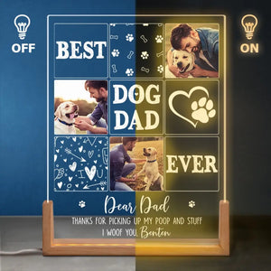 Custom Photo Thanks For Pickup My Poop And Stuff - Dog & Cat Personalized Custom Shaped 3D LED Walnut Night Light - Father's Day, Birthday Gift For Dad
