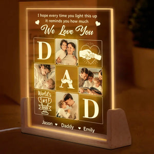 Custom Photo Forever In My Heart - Family Personalized Custom Shaped 3D LED Walnut Night Light - Father's Day, Birthday Gift For Dad