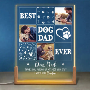 Custom Photo Thanks For Pickup My Poop And Stuff - Dog & Cat Personalized Custom Shaped 3D LED Walnut Night Light - Father's Day, Birthday Gift For Dad