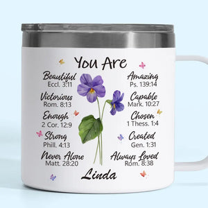 A Friend Is One Soul Abiding In Two Bodies - Bestie Personalized Custom 14oz Stainless Steel Tumbler With Handle - Gift For Best Friends, BFF, Sisters