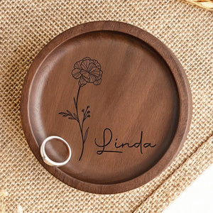 Because Of You, I Laugh A Little Harder - Bestie Personalized Custom Wooden Jewelry Dish - Gift For Best Friends, BFF, Sisters