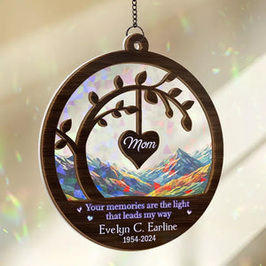 Your Memories Are The Light That Leads My Way - Memorial Personalized Window Hanging Suncatcher - Sympathy Gift For Family Members