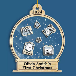 A Little Bit Of Heaven Sent Down To Earth - Family Personalized Custom 3 Layers Shaker Ornament - Christmas Gift For Baby Kids, Newborn Baby