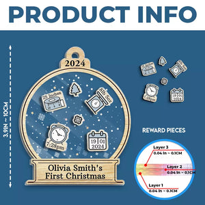 A Little Bit Of Heaven Sent Down To Earth - Family Personalized Custom 3 Layers Shaker Ornament - Christmas Gift For Baby Kids, Newborn Baby