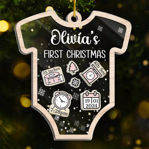 First Christmas - Family Personalized Custom 3 Layers Shaker Ornament - Christmas Gift For Baby Kids, Newborn Baby