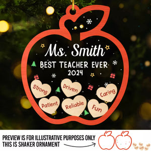 Best Teacher Ever - Teacher Personalized Custom 3 Layers Shaker Ornament - Christmas Gift For Teacher