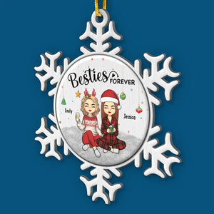 Besties Forever - Bestie Personalized Custom Ornament - Metal Custom Shaped - Christmas Gift For Best Friends, BFF, Sisters