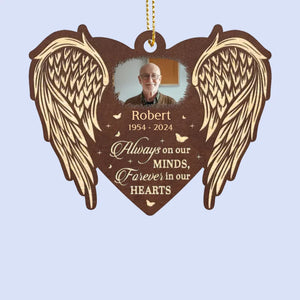 Custom Photo Always On Our Minds - Memorial Personalized Custom Leather Ornament - Sympathy Gift, Christmas Gift For Family Members