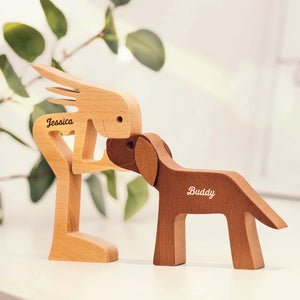 The Love Of A Family Is Life's Greatest Blessing - Dog & Cat Personalized Custom Shaped Wooden Art Puzzle - Wooden Pet Carvings, Wood Sculpture Table Ornaments, Carved Wood Decor - Gift For Pet Owners, Pet Lovers