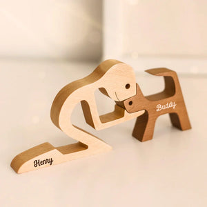 The Love Of A Family Is Life's Greatest Blessing - Dog & Cat Personalized Custom Shaped Wooden Art Puzzle - Wooden Pet Carvings, Wood Sculpture Table Ornaments, Carved Wood Decor - Gift For Pet Owners, Pet Lovers