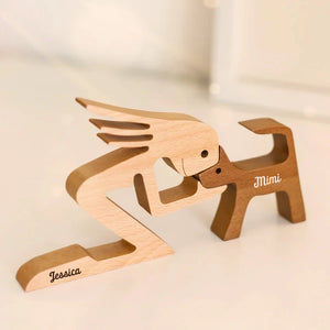 The Love Of A Family Is Life's Greatest Blessing - Dog & Cat Personalized Custom Shaped Wooden Art Puzzle - Wooden Pet Carvings, Wood Sculpture Table Ornaments, Carved Wood Decor - Gift For Pet Owners, Pet Lovers