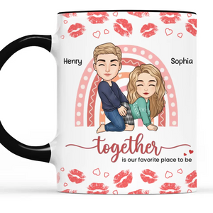 Together Is Our Favorite Place To Be - Couple Personalized Custom Accent Mug - Christmas Gift For Husband Wife, Anniversary