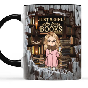 Just A Girl Who Loves Books - Personalized Custom Accent Mug - Christmas Gift For Book Lovers