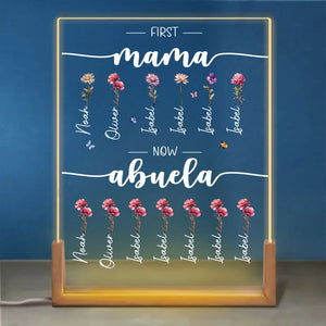 First Mama Now Grandma - Family Personalized Custom Shaped 3D LED Walnut Night Light - Christmas Gift For Mom, Grandma