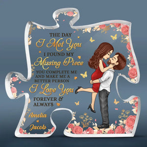 I Love You Forever And Always - Couple Personalized Custom Puzzle Shaped Acrylic Plaque - Christmas Gift For Husband Wife, Anniversary