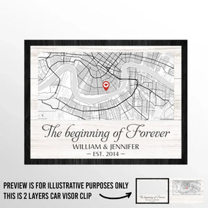 Location Map I Carry Your Heart With Me - Couple Personalized Custom Map Car Visor Clip - Map Art, Christmas Gift For Husband Wife, Anniversary