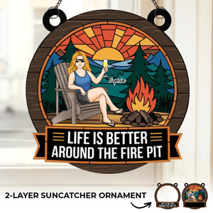 Heat Of The Fire, Peace Of The Night - Family Personalized Window Hanging Suncatcher Ornament - Gift For Yourself, Best Friends, Siblings, Family Members