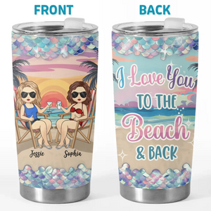 Waves, Wine, And My Partner In Crime - Bestie Personalized Custom Tumbler - Gift For Best Friends, BFF, Sisters
