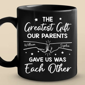 Siblings By Birth, Best Friends By Choice - Family Personalized Custom Black Mug - Gift For Family Members, Siblings, Brothers, Sisters