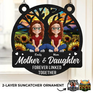 Born From Love, Bonded For Life - Family Personalized Window Hanging Suncatcher Ornament - Gift For Mom, Daughter