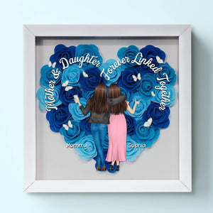 Mother And Daughter Forever Linked Together - Family Personalized Custom Flower Shadow Box - Gift For Mom, Grandma