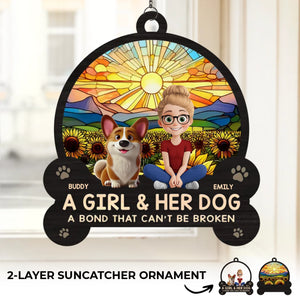 Unbreakable Bond, Forever Shining - Dog Personalized Window Hanging Suncatcher Ornament - Gift For Pet Owners, Pet Lovers