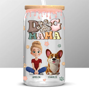 Proud Dog Mom For Life - Dog & Cat Personalized Custom Glass Cup, Iced Coffee Cup - Gift For Pet Owners, Pet Lovers