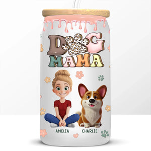 Proud Dog Mom For Life - Dog & Cat Personalized Custom Glass Cup, Iced Coffee Cup - Gift For Pet Owners, Pet Lovers