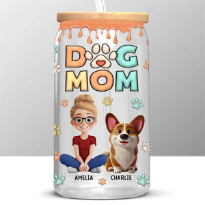 A Fur Mom’s Love Is Forever - Dog & Cat Personalized Custom Glass Cup, Iced Coffee Cup - Gift For Pet Owners, Pet Lovers