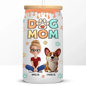A Fur Mom’s Love Is Forever - Dog & Cat Personalized Custom Glass Cup, Iced Coffee Cup - Gift For Pet Owners, Pet Lovers