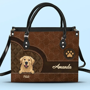 Love Is A Wet Nose And A Wagging Tail - Dog & Cat Personalized Custom Leather Handbag - Gift For Pet Owners, Pet Lovers