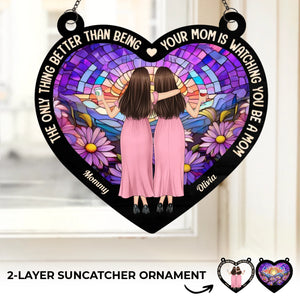 No One Loves Like A Mom - Family Personalized Window Hanging Suncatcher - Gift For Mom, Daughter