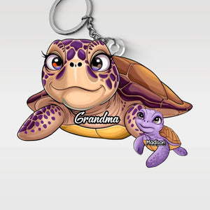 Families Are Built On Love, And Love Starts With Mom - Family Personalized Custom Shaped Acrylic Keychain - Gift For Mom, Grandma