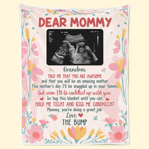 Custom Photo Cuddled Up With You, My Little Bump - Family Personalized Custom Blanket - Baby Shower Gift, Gift For First Mom