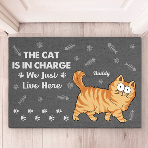The Cats Are In Charge - Cat Personalized Custom Home Decor Decorative Mat - House Warming Gift For Pet Owners, Pet Lovers