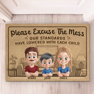 The More Kids, The Lower The Standards - Family Personalized Custom Home Decor Decorative Mat - House Warming Gift For Family Members