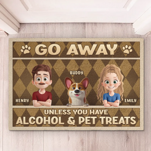 Bring Gifts Or Turn Back - Couple Personalized Custom Home Decor Decorative Mat - House Warming Gift For Husband Wife, Anniversary, Pet Owners, Pet Lovers