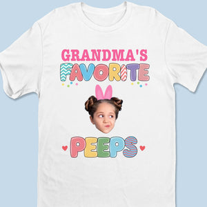 Custom Photo Bunny Hugs From Grandma’s Peeps - Family Personalized Custom Unisex T-shirt, Premium T-shirt, Hoodie - Easter Gift For Mom, Grandma