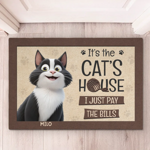 Home Is Where The Cat Rules - Cat Personalized Custom Home Decor Decorative Mat - House Warming Gift For Pet Owners, Pet Lovers